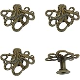 LLDYNW 4 pcs Octopus Drawer Knobs Creative Shape Drawer Knobs Single Hole Pulls Handles for Cupboard Dresser Wardrobe Handles (Bronze)