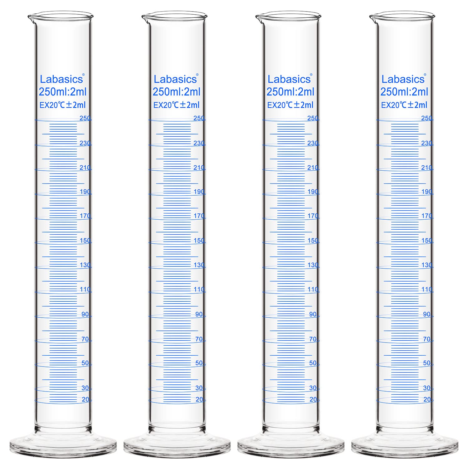 Labasics 4-Pack Borosilicate Glass 250 ml Heavy