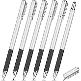 MEKO Stylus Pen for Touchscreen, 2-in-1 Universal Stylus 6Pcs | MEKO 1st Gen Stylus, Fiber &amp; Disc Tips, High Precision, Work for iPad iPhone Android Tablets All Touch Screens-Sliver