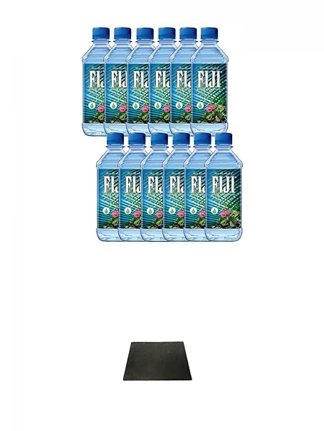 Fiji Wasser von den Fiji-Inseln 12 x 0,5 Liter + Käseplatten - 1 er - Set 22 x 16 aus Schiefer für Dinnerpartys und Veranstal