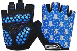 MOREOK Cycling Gloves - Youth Biking Gloves for Boys & Girls - Breathable, Anti-Slip, 3MM Gel Pad - Half Finger, Road & MTB, for Cycling/Training/Outdoor Sports