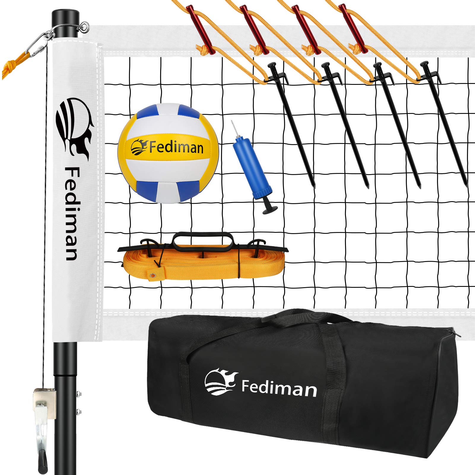 Buy Fediman Professional Volleyball Set with AntiSag Net, Portable Volleyball Net Set with
