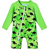 Baby Boy Swimsuit One Piece Long Sleeve Zipper Bathing Suit UPF 50+ Sun Protection Rashguard Swimwear 0-24 Months