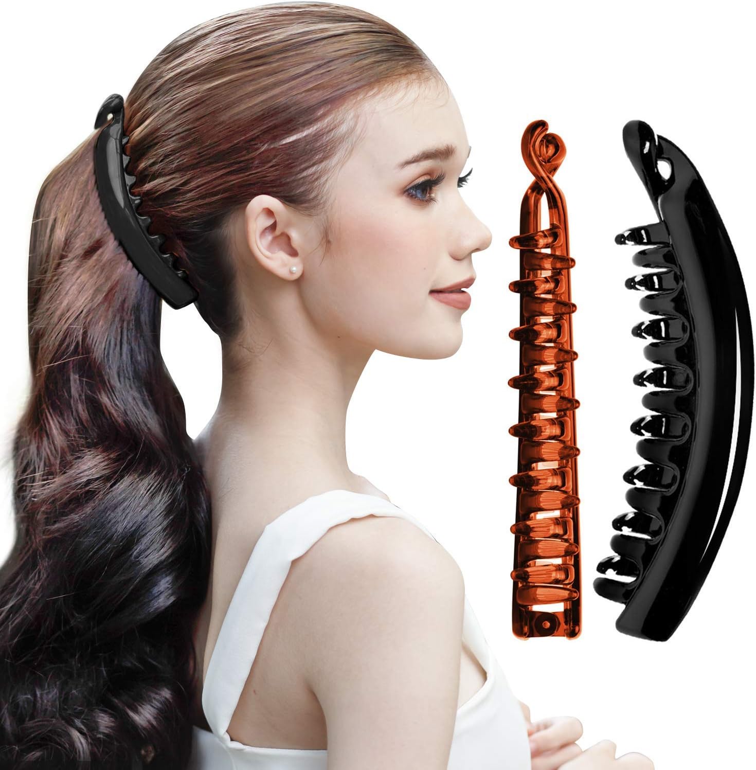 RC ROCHE 2 Pcs Large Banana Hair Clips Claws for Women Thick Curly Ponytail Holder Maker Big Comb No Crease Strong Hold Styling Clasp - Image 5