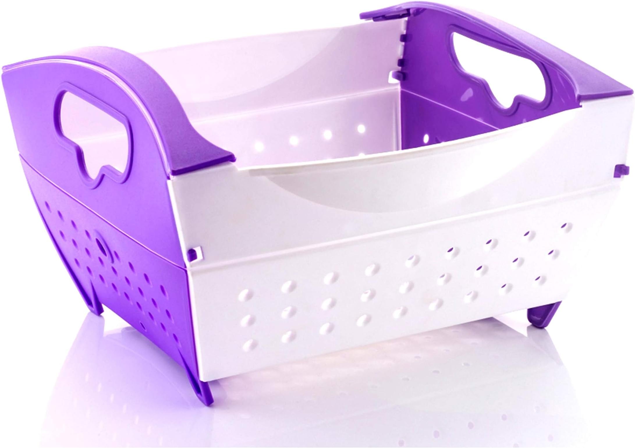 ROXA Plastic Multipurpose Folding Fruit Vegetable Colander and Basket (Purple- Pack of 1)