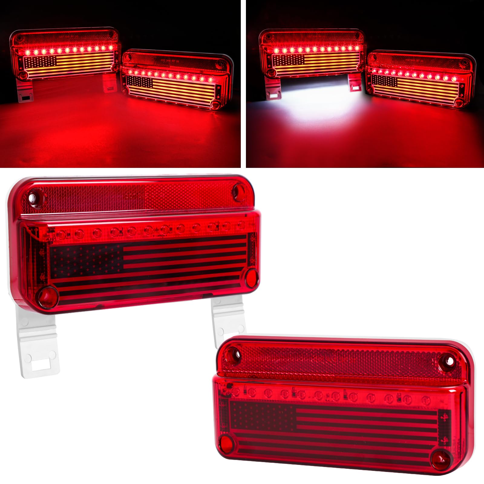 Photo 1 of LIMICAR RV Tail Lights, RV LED Tail Lights, LED Camper Tail Lights, RV Brake Lights with White License Plate LED Trailer Lights, 77 LED Red Cover Lens Travel Trailer Tail Lights