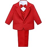 A&J DESIGN Baby Tuxedo 5-Piece Set Jacket & Shirt & Vest & Pants & Bowtie 6 Months - 3T