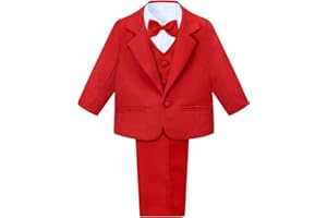 A&J DESIGN Baby Tuxedo 5-Piece Set Jacket & Shirt & Vest & Pants & Bowtie 6 Months - 3T