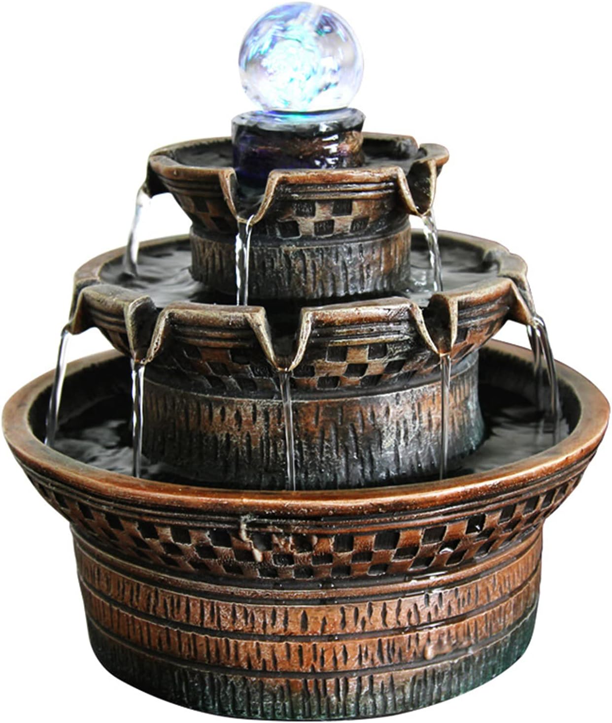 Indoor Fountains & Accessories - Indoor Waterfall Fountain Tabletop Fountains with LED Lights, Lighted Illuminated Waterfall Indoor Relaxation Fountains for Home Office Decor (Cascade Style 3)