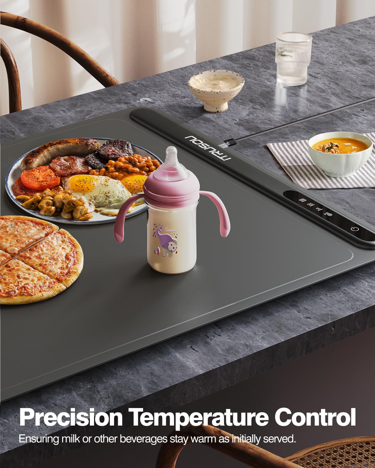 iTRUSOU Electric Warming Tray - Full Surface Heating,Rollable & Portable,Premium Silicone Nano-Material,3 Temperature Settings,Auto Shut-Off -Versatile Food Warmer for Gatherings,Parties,Everyday Use