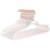 MIZGI Premium Clear Invisible Acrylic Hangers,Crystal Plastic Hangers with Bling Rose Gold Glitter 50 Pack Ultra Slim & Space Saving Suit Hangers for Coats, Pants & Dress Clothes