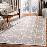 SAFAVIEH Dhurries Collection 5' x 8' Grey/Ivory DHU548G Handmade Flatweave Premium Wool Area Rug