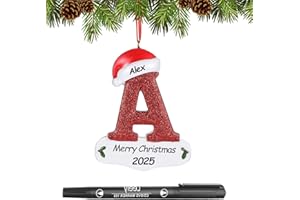WOSCCOWT Personalized 26 Letters Ornaments for Christmas Tree 2025, Custom Christmas Ornament with Family Member's Names 3D Resin Xmas Hanging Pendant Original Gifts for Family Friends（A