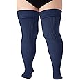 Tavaleu Plus Size Thigh High Socks for Thick Thighs - Womens Extra Long & Thick Over the Knee Knit High Socks Leg Warmers