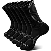 BULLIANT Men Socks, Athletic Compression Crew Socks Cushioned for Men Running Sports Hiking Fishing Arch Support