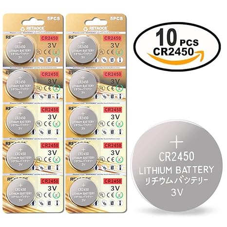 CR2450 Batterie 3V Lithium Knopfzelle 600 mAh Uhren Digital Foto Kamera Küche Küchen Waage (CR2450-10 Stück)