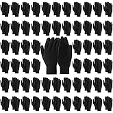 Chicingyou 60 Pairs Jersey Winter Work Gloves Warm General Purpose Black Garden Gloves with Plush Lining for Men Woman Adult