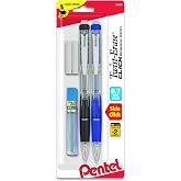Pentel Twist Erase Click Automatic Pencil with 2 Eraser Refills and Lead, 0.7mm, Assorted Barrels, Color May Vary, 2 Pack (PD277TLEBP2)