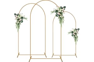 YOUKELILI 3 Pack Metal Arch Backdrop Stand (7.2FT/6.6FT/6FT), Easy Assembly Gold Backdrop Arch Stand, Decorative Balloon Arch Stand for Wedding, Baby Shower