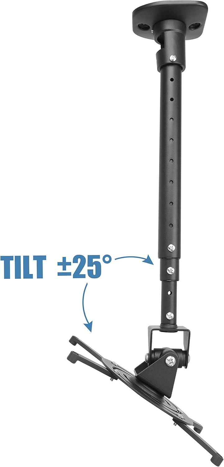 DYNAVISTA Full Motion Universal Ceiling Projector Mount Bracket with Adjustable Height and Extendable Arms Rotating Swivel Mount for Home and Office Projector (Black): Office Products