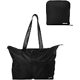 Members Only Black Tote Bag for Travel Lightweight, Foldable and Packable Tote Bag with Zipper, Travel Essentials