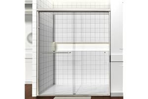 CKB Double Sliding Shower Door, 56"-60" W Adjustable x 72" Height Semi-Frameless Bypas Glass Shower Door, 1/4" (6mm) ANSI Tempered Safety Glass, Brushed Nickel