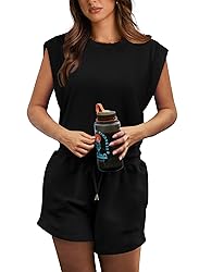 OFEEFAN Rompers for Women 2024 Summer Black Plus