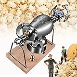 Chinese Popcorn Maker, 304 Stainless Steel Hand Popcorn Machine with Precision Pressure Gauge, Retro Nostalgia Mini Popcorn M
