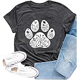 Cutesong Dog Shirt Dog Mom Shirts for Women Funny Dogs Paw Print T Shirt Casual Pet Lover Tee Tops