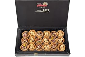 SINCE 1871 GÜLLÜOGLU Gulluoglu Bird's Nests Baklava (Osh El Bulbul), 18 pieces 1.29lb - 585gr (Pistachio, Hazelnut) Daily Fresh Shipment From Istanbul/TurkeyGulluoglu Traditional Baklava