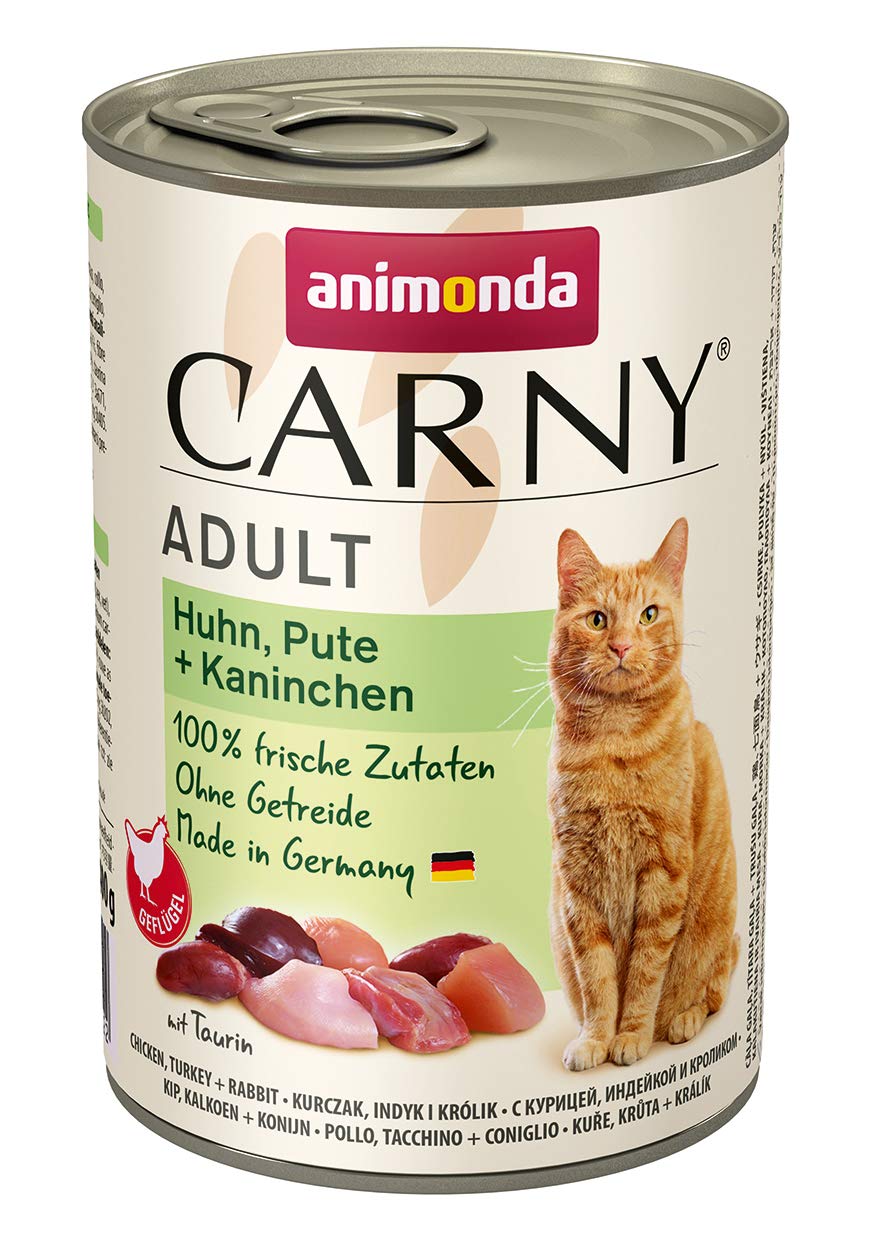 animonda Carny Adult cat food, wet food for adult cats, chicken, turkey + rabbit, 6 x 400g