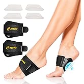 NEVVIS Arch Support Braces with Replaceable Gel Pads, Adjustable Orthotic Arch Support for Women Men, Relief for Plantar Fasciitis, High Arch, Flat Feet, Foot Fatigue, Arch Pain, 4 Pads with 2 Heights