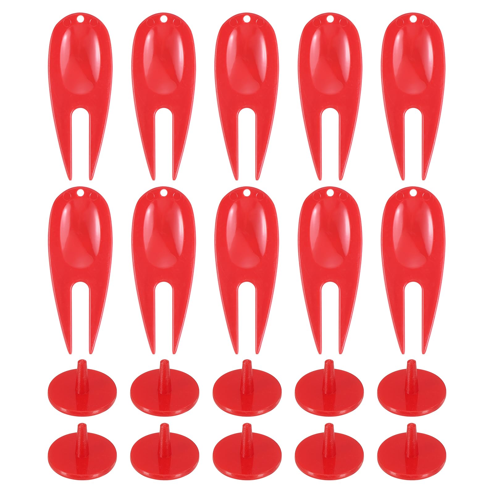 PATIKIL Golf Divot Repair Tool, 18 Pack Plastic Golf Divot Tool Golf Green Divot Fork with Ball Marker for Golf Golfer Repairing, Red