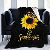 Sunflower Blanket Butterfly Sunflower Throw Blanket Soft Warm Blankets Lightweight Cozy Flannel Blanke for Bed Couch Sofa 60