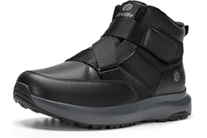 FitVille Mens Snow Boots Extra Wide Width Slip On Winter Boots Shoes Water Resistant Outdoor Warm Lined