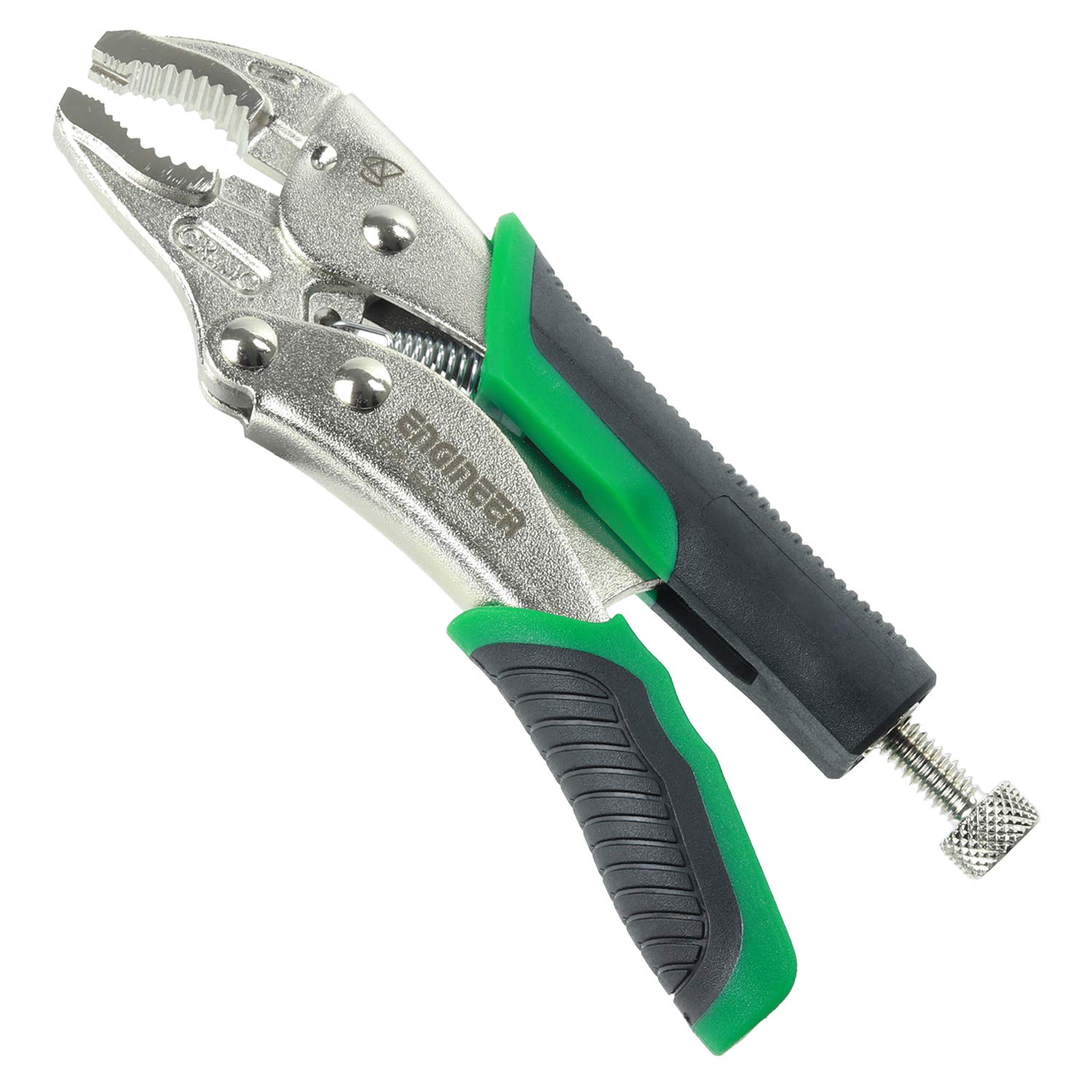Locking Pliers with Unique Non-Slip/gripping Screw Removal Jaws for the Easy Extraction of Damaged/Stuck Screws, Black/Green. Neji-Saurus mole Grip Pliers by ENGINEER (Small)