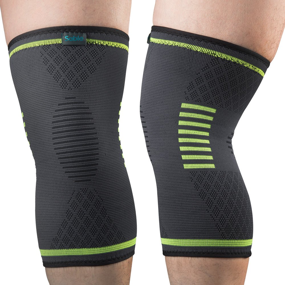 Sable Knee Brace Support Compression Sleeves, 1 Pair FDA Registered