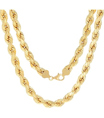 Amazon.com: Nuragold 10k Real Yellow Gold Rope Chain Diamond Cut