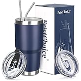 FristChoice 30 oz Tumbler with Lids and Straws Double Wall Vacuum Insulated Tumbler Cup,Stainless Steel Leak-proof Thermal Tumbler Powder Coated Travel Coffee Mug for Cold and Hot Drinks,Navy Blue