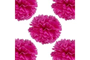ADEER 14" Hot Pink Tissue Pom Poms DIY Decorative Paper Flowers for Baby Shower Nursery Birthday Party Wedding Backdrop Home Outdoor Hanging Decorations, Pack of 10