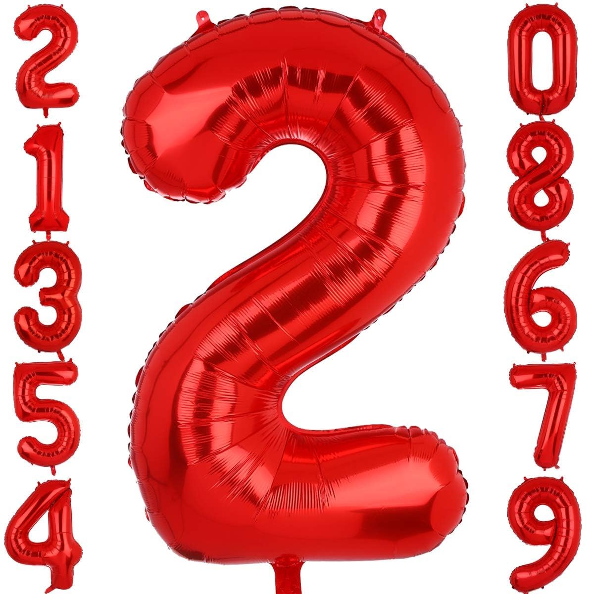 40 Inch Large Foil Number 2 Balloons Red Big Mylar Helium Balloon Birthdays Party Decorations Supplies
