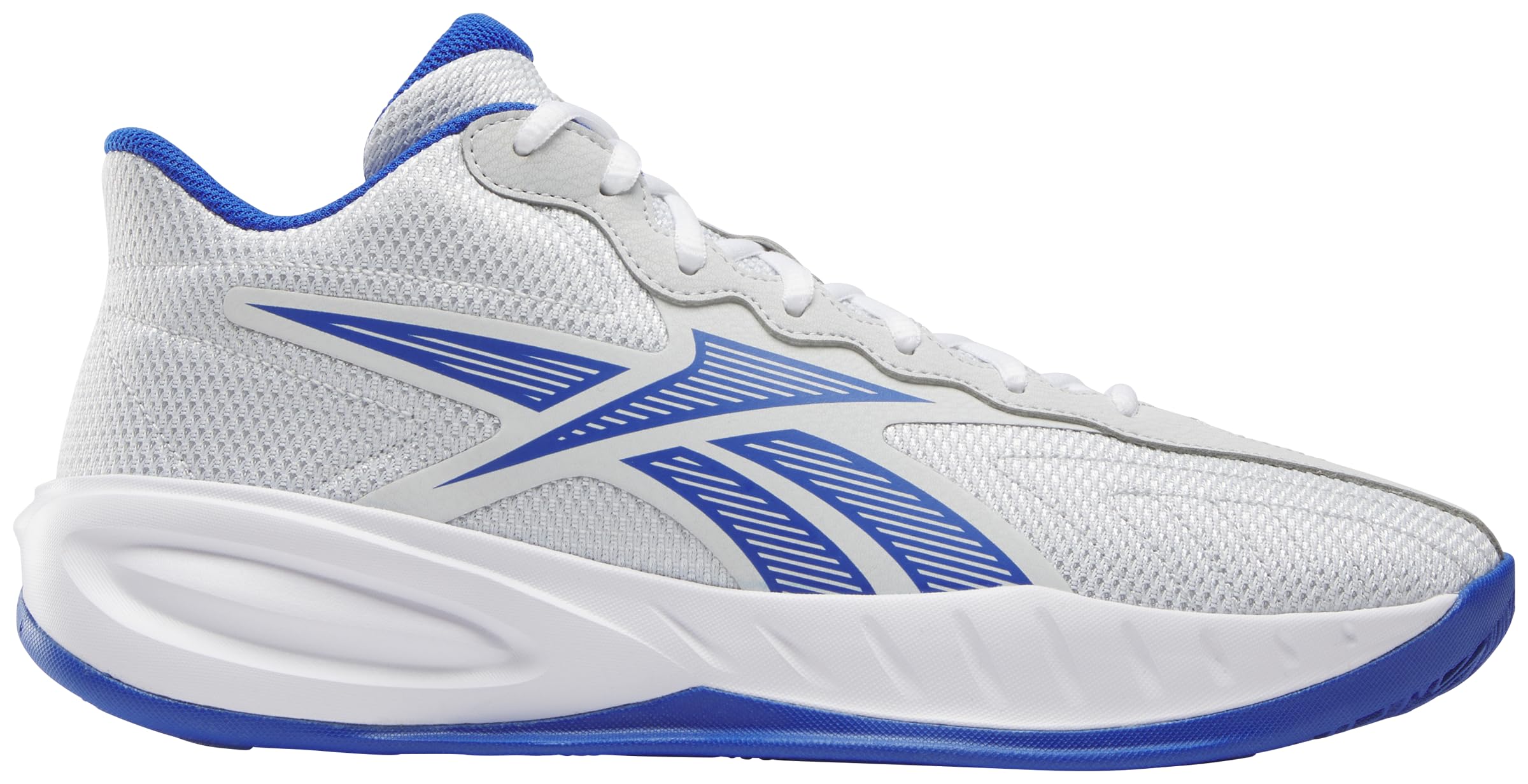 Reebok Kid’s Press Sneaker, Moon/Optimum Blue/White, Big Kid 6
