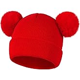 tiggell Kids Toddler Winter Hat Knit Beanie with Pom Poms Warm Hats for Baby Boys Girls for Cold Weather