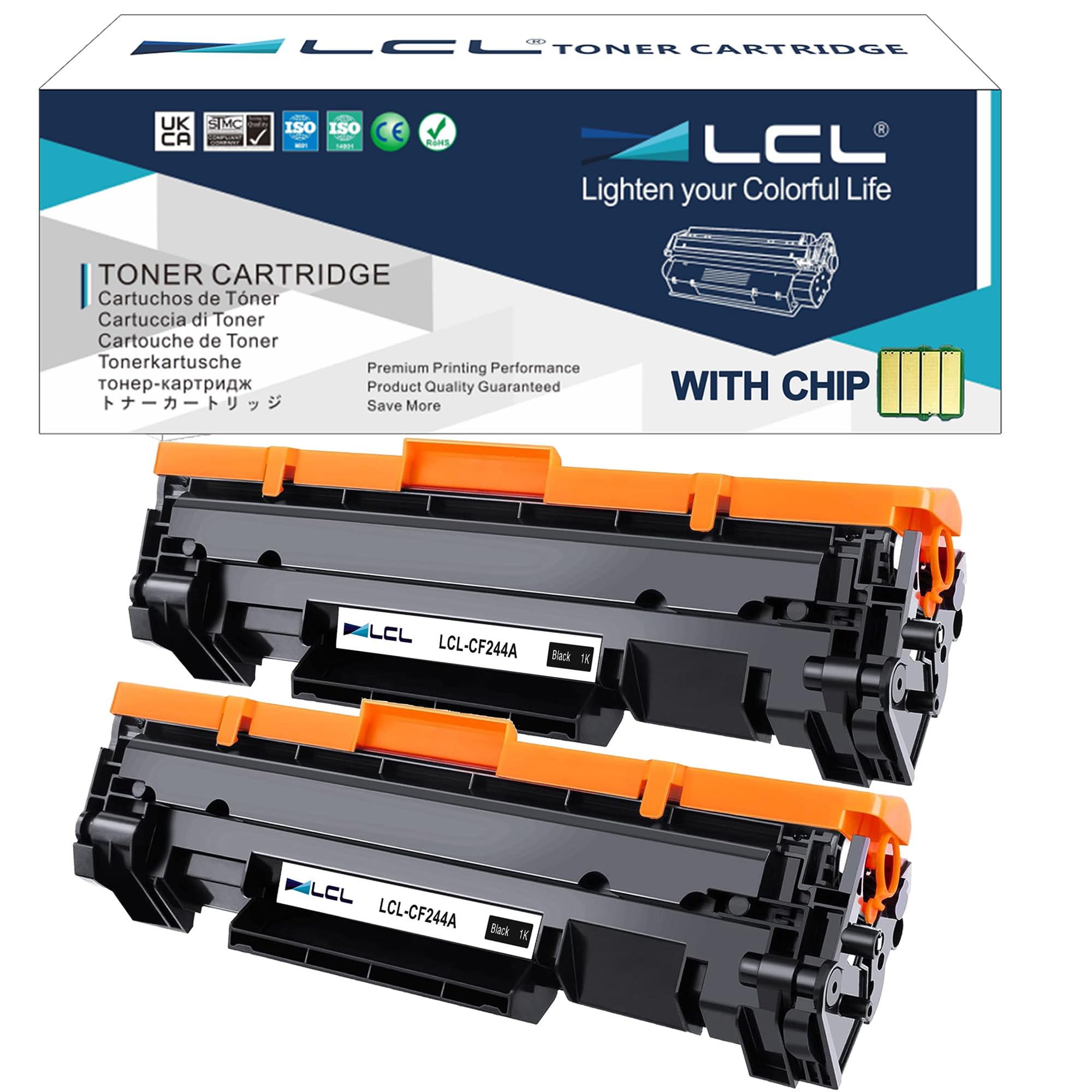 LCL 44A CF244A Compatible Toner Cartridge (2 Black) Replacement for HP LaserJet Pro M15a M15w M16a M16w MFP M28a MFP M28w MFP M29a MFP M29w M17a M17w MFP M30a MFP M30w