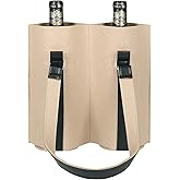 Shintop Double Wine Gift Bag, Felt Wine Carrier Tote Bag with Handle for Wedding Birthday Christmas Party Favors (Beige)