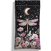 Vintage Florals Eyeglasses Case & Sunglasses Case-PU Soft Squeeze Top Glasses Pouch for Men Women, Dragonfly Moon Pattern Portable Anti-Scratch Eyewear Bag, Reading Glasses Bag-Leather Soft Sleeve