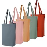 MAQUITA 5 Pcs Canvas Grocery Shopping Tote Bags Bulk with Zipper and Handle Women Mom Nurse Wedding Mental Health Gifts