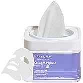 Mary&May Collagen Peptide Vital Mask (30 Sheets) – Pull-Out Case with Hydrolyzed Collagen & 6 Peptides, Firming & Fine Line Appearance Care, Hydrating Korean Sheet Mask for Mature Skin
