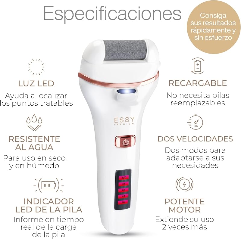 Lima de pés Eletrónica Dureza com 5 Rolos de Substituição Removedor de Calos para Pés Lima Elétrica Remoção de Calos Lima Pedicure Elétrica Removedor de Calos Profissional para Pés (Branco)