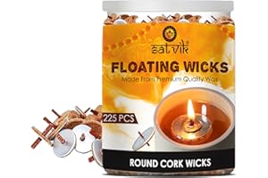 SATVIK STORE 225 Pieces 20mm Round Cork Floating Wicks for Oil Cups & Lamps